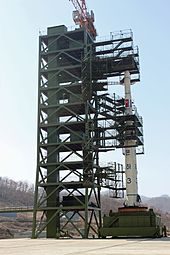 Unha-3 space launch vehicle at Sohae Satellite Launching Station in North Korea